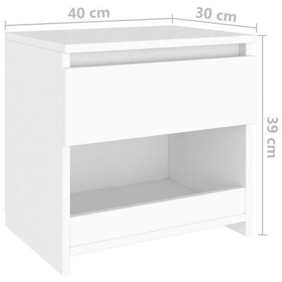 vidaXL Нощни шкафчета, 2 бр, бели, 40x30x39 см, инженерно дърво