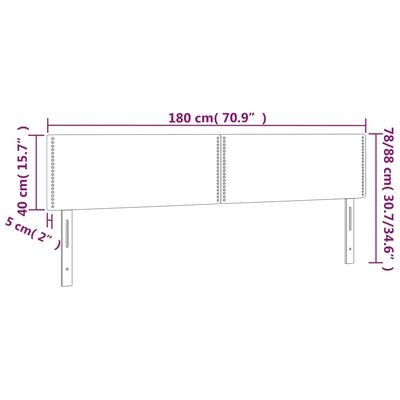 vidaXL LED горна табла за легло, тъмносива, 180x5x78/88 см, плат