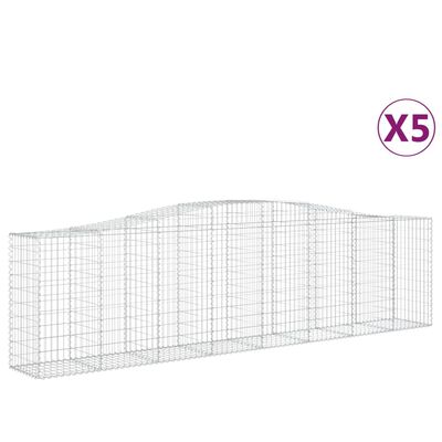 vidaXL Габионни кошници арка 5 бр 400x50x100/120 см поцинковано желязо