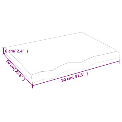 vidaXL Плот за маса светлокафяв 80x60x(2-6) см обработен масивен дъб