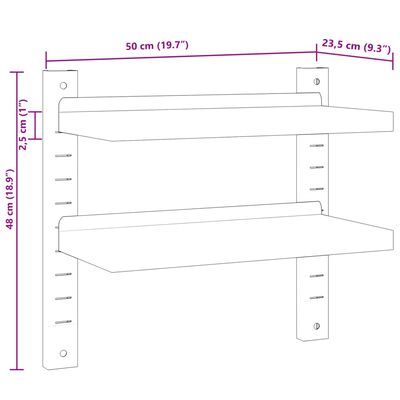 vidaXL Стенен рафт на 2 нива 50x23,5x60 см сребрист неръждаема стомана