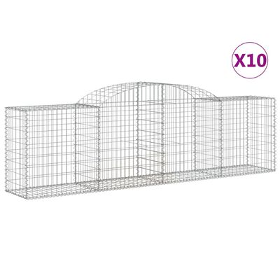 vidaXL Габионни кошници арка 10 бр 300x50x80/100 см поцинковано желязо