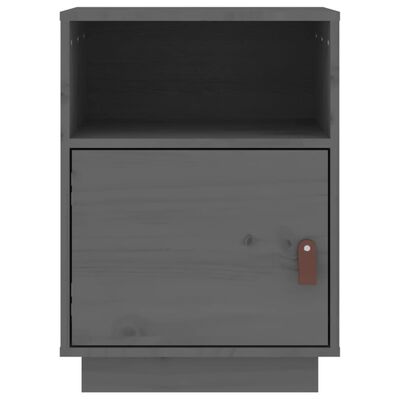 vidaXL Нощни шкафчета, 2 бр, сиви, 40x34x55 см, борово дърво масив