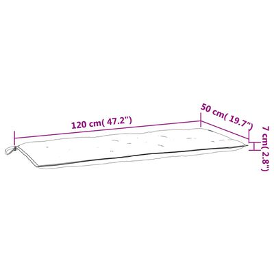 vidaXL Възглавници за градински пейки 2 бр червено 120x50x7 см плат