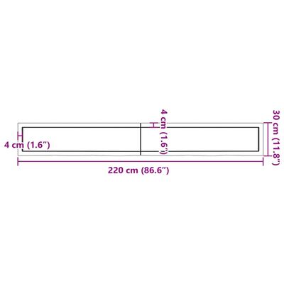 vidaXL Плот за баня тъмнокафяв 220x30x(2-6)см обработено масивно дърво