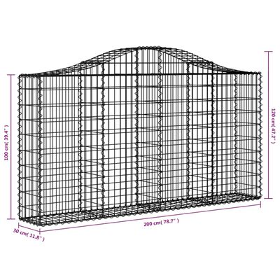 vidaXL Габионни кошници арка 7 бр 200x30x100/120 см поцинковано желязо