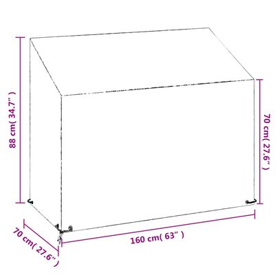 vidaXL Калъф за градинска пейка 8 отвора 160x70x70/88 см полиетилен