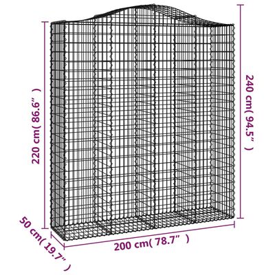 vidaXL Габионни кошници арка 6 бр 200x50x220/240 см поцинковано желязо