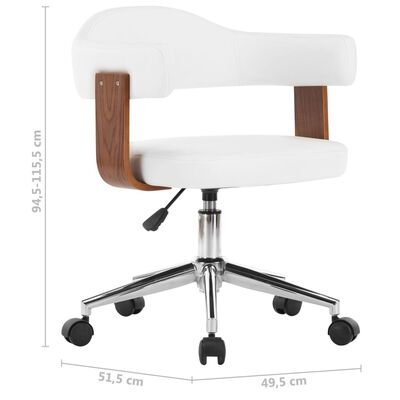vidaXL Въртящи трапезни столове 2 бр бели извито дърво/изкуствена кожа