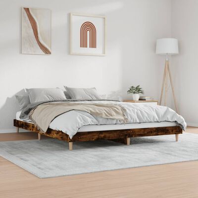 vidaXL Рамка за легло, опушен дъб, 200x200 см, инженерно дърво