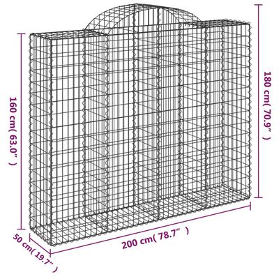 vidaXL Габионни кошници арка 18 бр 200x50x160/180см поцинковано желязо