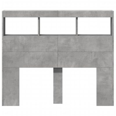 vidaXL Табла шкаф с LED, бетонно сив, 120x17x102 см