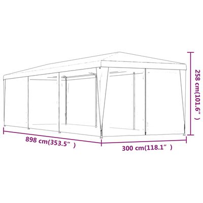 vidaXL Парти палатка с 8 мрежести странични стени антрацит 3x9 м HDPE