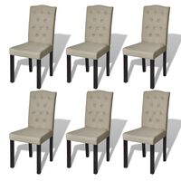 vidaXL Трапезни столове, 6 бр, камел, текстил