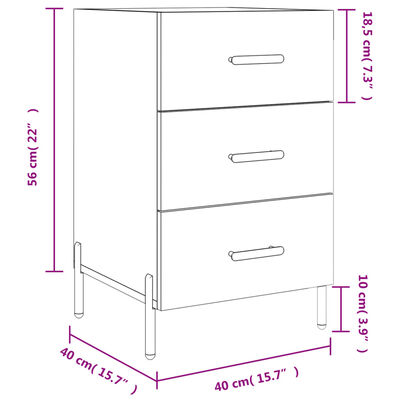 vidaXL Нощно шкафче, бял гланц, 40x40x66 см, инженерно дърво