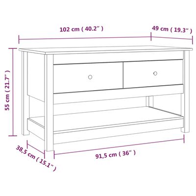 vidaXL Кафе маса, Сиво, 102x49x55 см, борово дърво масив