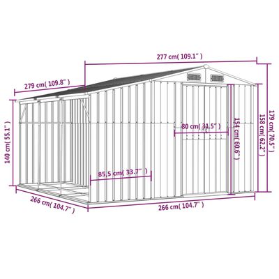 vidaXL Градинска барака антрацит 277x279x179 см поцинкована стомана