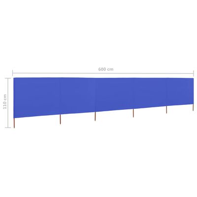 vidaXL Параван против вятър от 5 панела текстил 600x80 см лазурносин