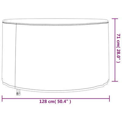 vidaXL Калъф за градинска мебел кръгъл черен Ø 128x71 см 420D Оксфорд