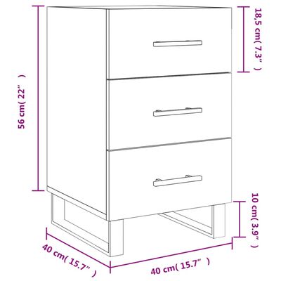 vidaXL Нощно шкафче, опушен дъб, 40x40x66 см, инженерно дърво