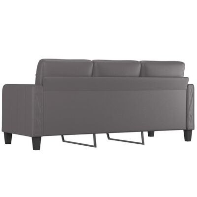 vidaXL 3-местен диван, сив, 180 см, изкуствена кожа