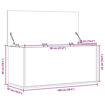 vidaXL Кутия за съхранение, бетонно сиво, 100x42x46см, инженерно дърво