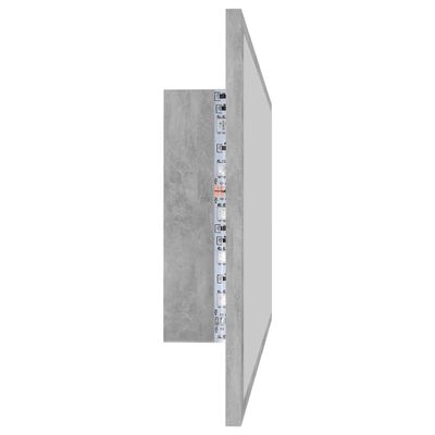 vidaXL LED огледало за баня, бетонно сиво, 90x8,5x37 см, акрил