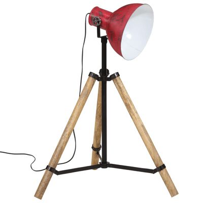 vidaXL Подова лампа 25 W винтидж състарено червено 75x75x90-150 см E27