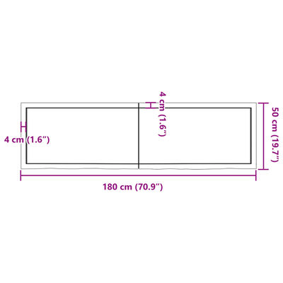 vidaXL Плот за баня тъмнокафяв 180x50x(2-4)см обработено масивно дърво