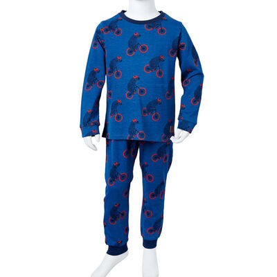 Детска пижама с дълъг ръкав, петролено, 116