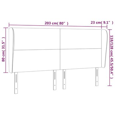 vidaXL Горна табла за легло с уши, синя, 203x23x118/128 см, плат