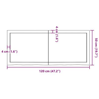 vidaXL Плот за баня тъмнокафяв 120x50x(2-4)см обработено масивно дърво