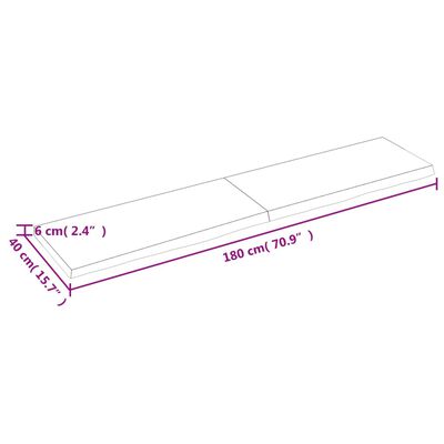 vidaXL Плот за маса тъмнокафяв 180x40x(2-6) см обработен масивен дъб