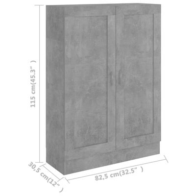 vidaXL Шкаф за книги, бетонно сив, 82,5x30,5x115 см, инженерно дърво