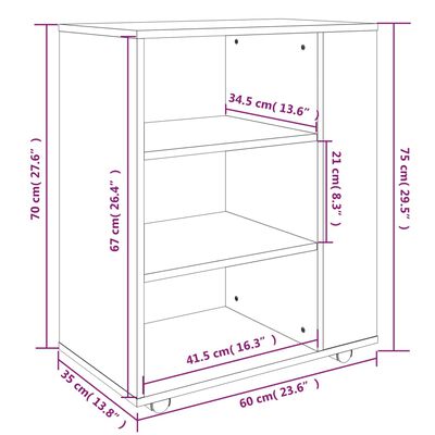 vidaXL Шкаф с колелца, опушен дъб, 60x35x75 см, инженерно дърво