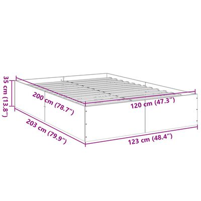 vidaXL Рамка за легло, опушен дъб, 120x200 см, инженерно дърво