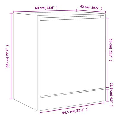 vidaXL Шкаф за обувки, опушен дъб, 60x42x69 см, инженерно дърво