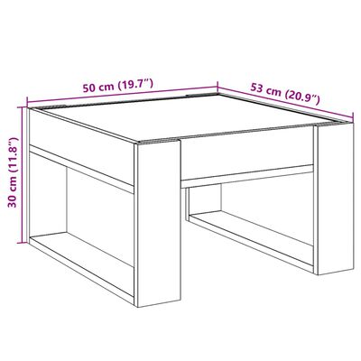 vidaXL Маса за кафе с Infinity LED, сив сонома, 50x53x30 см