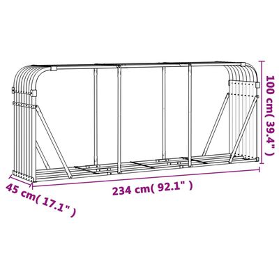 vidaXL Поставка за дърва, антрацит, 234x45x100 см, поцинкована стомана