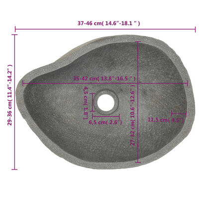 vidaXL Мивка от речен камък, овална, (37-46)x(29-36) см