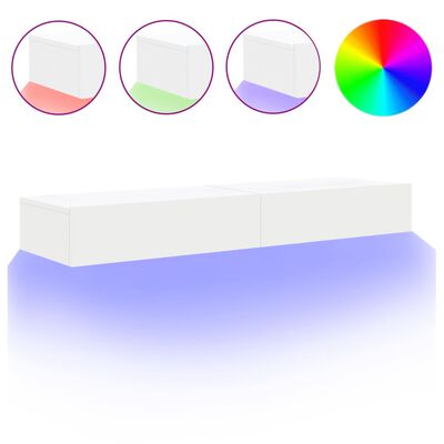 vidaXL ТВ шкафове с LED осветление, 2 бр, бели, 60x35x15,5 см