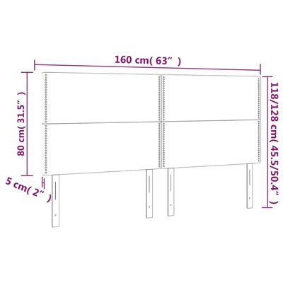 vidaXL LED горна табла за легло, розова, 160x5x118/128 см, кадифе