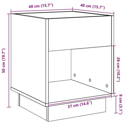 vidaXL Нощна масичка с Infinity LED, сив сонома, 40x40x50 см