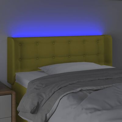 vidaXL LED горна табла за легло, зелена, 103x16x78/88 см, плат