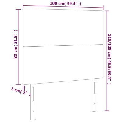 vidaXL LED горна табла за легло, черна, 100x5x118/128 см, кадифе