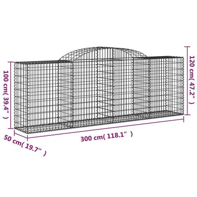 vidaXL Габионни кошници арка 9 бр 300x50x100/120 см поцинковано желязо