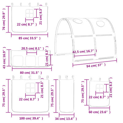 vidaXL Детско високо легло с тунел, синьо, 80x200 см, бор масив