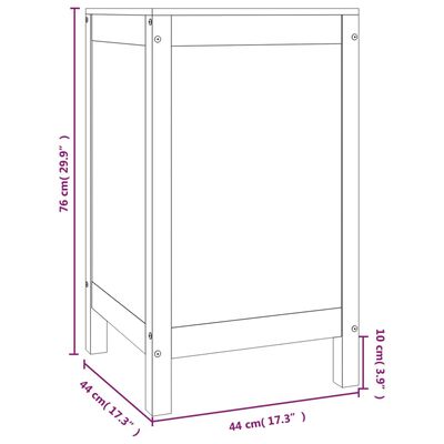 vidaXL Кутия за пране, черна, 44x44x76 см, борово дърво масив