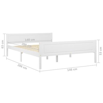 vidaXL Рамка за легло, борова дървесина масив, бяла, 140x200 cм