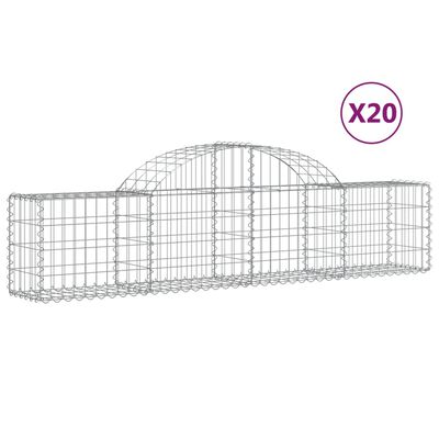 vidaXL Габионни кошници арка 20 бр 200x30x40/60 см поцинковано желязо